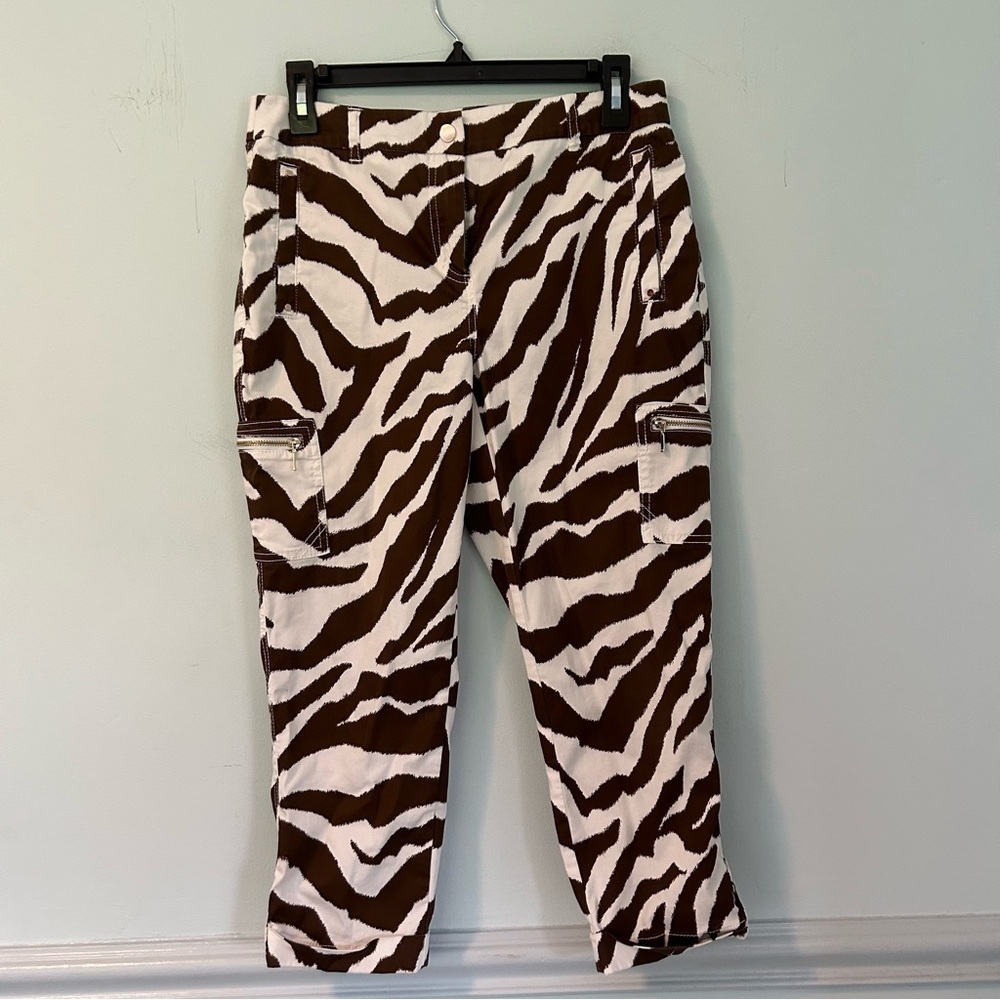 Chico’s Brown & White Zebra Print Capri Dress Pants Size 4